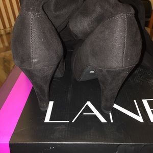 Over the knee faux suede pointed toe boots